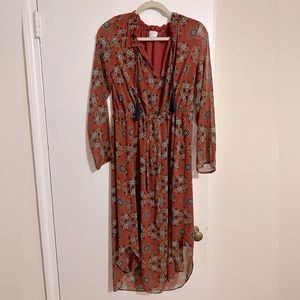 Misa burnt orange floral dress, good condition, great for all seasons